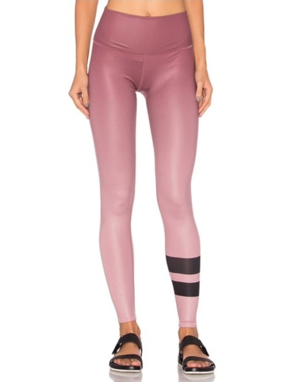 Alo Yoga High Waist Airbrush Highline Pink Ombre Gradient Stripe Leggings